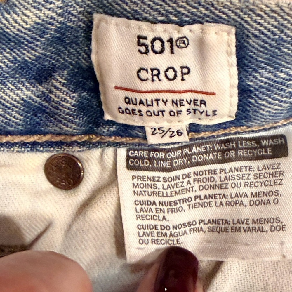Levi's Made & Crafted 501 Crop Big E Selvedge Laser Cut Botanical Jeans Size 25 - Picture 7 of 13